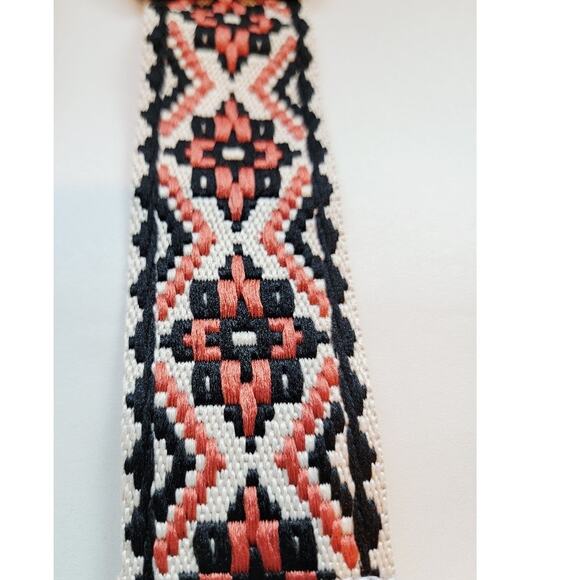 Boho Aztec Embroidered Purse Strap Replacement Crossbody Adjustable Coral Black - Picture 2 of 8